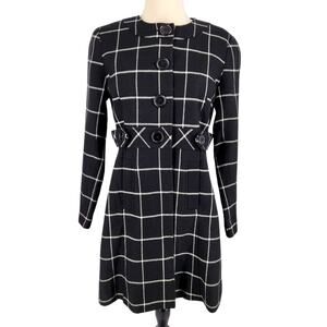 SALE Vintage 80s Plaid Windowpane Preppy Long Sleeve Outerwear Coat Size 8 P